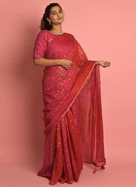 Pink Colour Ashima New Latest Designer Fancy Wear Cotton Saree Collection 5801